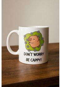 Resim Don T Worry Be Cappy Tasarım Kupa Model 231 Sevimli Kapibara Baskılı Seramik Kahve Kupası Diğer 