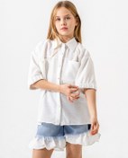 Resim Kız Çocuk Kol Ağzı Lastikli Gömlek 3163 Beyaz 