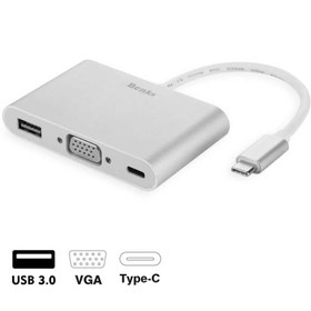 Resim Benks U20 Type-C to 3 in 1 Adaptör (Usb 3.0+VGA+Type-C) - Rose Gold 