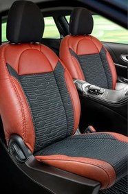 Resim BMW 4 Serisi 420i Gran Coupe ile Uyumlu Lüx Deri Süet Oto Koltuk Kılıfı Ön Arka Takım Premium Serisi KIRMIZI SİYAH 