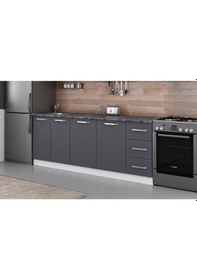 Resim Minar 220 Cm Mutfak Dolabı Beyaz Antrasit 220-A2-Alt Modül Beyaz 