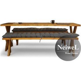 Resim Neiwel Odes Doğal Ahşap Banklı Toplantı Masasıı x 80 x 160 Açık Ceviz 