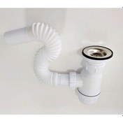Resim Yapıtaşı Taslı Körüklü Lavabo evye gider sifonu beyaz 