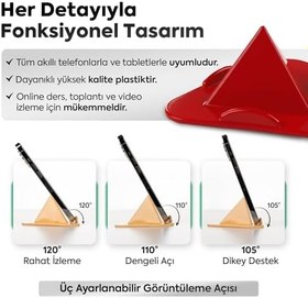 Resim Telefon Tablet Tutucu - Piramit Tasarım 3 Açılı Masaüstü Stand, iPhone ve Android Uyumlu, Ofis, Online Ders ve Toplantılar İçin, 4-11 İnç (10, Çok Renkli) 