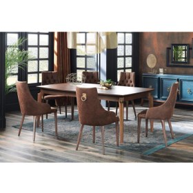 Resim Enza Home Elegante Sabit Ahşap Masa 