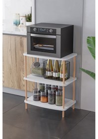 Resim Mutfak Standı Mutfak Rafı Mutfak Bangosu Mikrodalga Dolabı -beyaz 