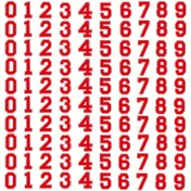 Resim 100 Adet Kırmızı Sayı Aplike Yamaları, 10 Set Kırmızı Beyaz 0~9 Sayı Yaması, Şapkalara, Gömleklere ve Kotlara Ütüyle Dikilebilir Veya DIY El İşi Dikişinde Kullanılabilir 
