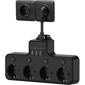 Resim Cbtx Yeni Nesil 4000W 3 x USB, 1 x Type-C 8 in 1 Duvar Priz Termal Akım Korumalı Priz 4'lü 