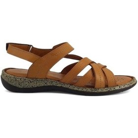 Resim Mammamia 2530 Hakiki Deri Günlük Kadın Sandalet-taba Taba 