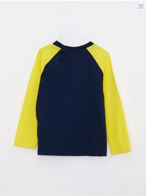 Resim Bisiklet Yaka Uzun Kollu Fenerbahçe Baskılı Pamuklu Erkek Bebek Taraftar Pijama Takımı 