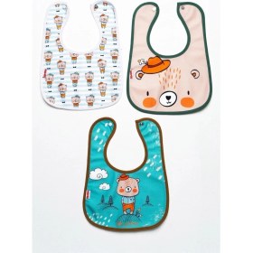 Resim Mai Perla Little Gentleman Temalı Kare 3 Parça Microfiber Mama Önlüğü Kendi Kutusunda (Su Geçirmez) Çıtçıtlı 