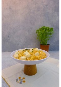 Resim Macaroni Ahşap Ayaklı 22,5 Cm Melamin Servis Tabağı, Çukur Sunum 