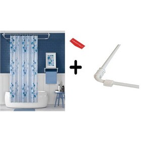 Resim Banyo Perdesi 4246 2x110x200, Perde Borusu Askı Aparatı Köşe Boru Beyaz Hediyeli, Duş Perdesi Seti Çok Renkli 