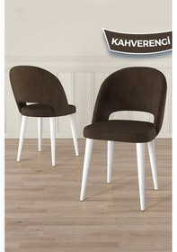 Resim Canisa Pane Serisi 4 Adet 1. Sınıf Babyface Kumaş Beyaz Metal Ayak Kahve Mutfak Sandalyesi Sandalye Kahverengi Ayak Beyaz 