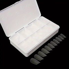 Resim Gel X Tırnak Seti 550 adet/kutu Orta Şeffaf Tırnak Uçları Badem/Balerin/Kare/Stiletto Şekilli Basın Tırnakları Akrilik Tırnak Uzatmaları Sahte Tırnak Uçları Tırnak Salonu için 