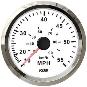 Resim KUS Sürat Göstergesi 55 MPH Beyaz 12/24V 85 MM 