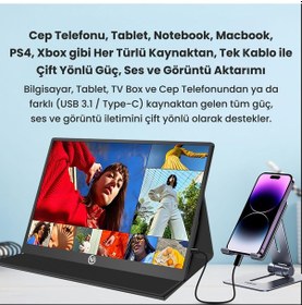 Resim Npo NPM6 15.6" 5 MS 60 Hz Telefon Ve Oyun Konsolu Uyumlu Full HD IPS Taşınabilir Monitör 