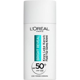 Resim L'oreal paris bright reveal koyu leke karşıtı spf 50 fluid yüz güneş kremi 50 ml 
