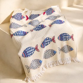 Resim Ocean Throw Dokulu Pamuk Pamuk Peştamal - 100x180 cm 