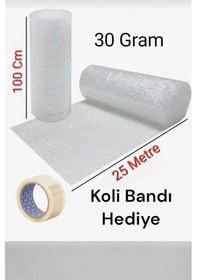 Resim 100 Cm X 25 Metre Balonlu Naylon Koli Bandı Hediyeli Eşya Sarma Koruma Naylonu Patpat 