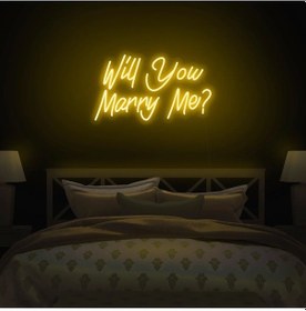 Resim Will You Marry Me Yazılı Neon Tabela Sarı 
