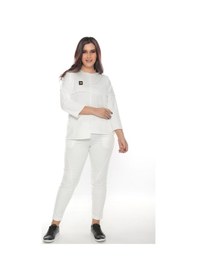 Resim Lady Majestic Cotton 1. Kalite Büyük Beden Özel Tasarım Eşofman Takımı Beyaz 