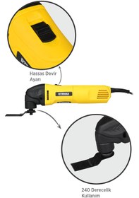 Resim Rtrmax Rtm137 Çok Amaçlı Kesici Raspalama 320 W 20.000 Rpm Hız Ayarlamalı (5 ADET AKSESUAR HEDİYELİ) 