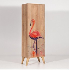 Resim Bingo Flamingo / 8 Raflı Tek Kapaklı Çok Amaçlı Mutfak Dolabı Banyo Dolabı Çok Amaçlı Dolap Kahverengi 