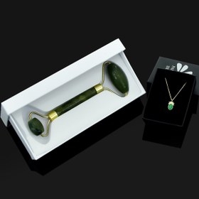 Resim Papatya Silver 925 Ayar Gümüş Gold Kaplama Yeşim Taşlı Ananas Kolye Yeşim Taşı Çift Taraflı Yüz Masaj Aleti Hediye 