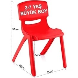 Resim 4'lü Set Büyük Şirin Çocuk Sandalyesi Kırmızı 