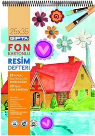 Resim Gıpta Spiralli Fon Kartonulu Resim Defter 25 X 35-15 Yaprak +10 Yaprak 