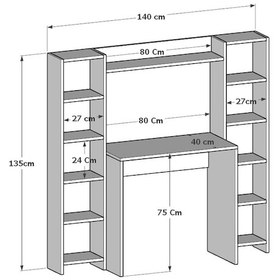 Resim Moonlife Moonlife Trend Kitaplıklı Çalışma Masası Siyah 