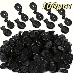 Resim 100 Adet Siyah Güneşlik Klipsleri - Girdap Tasarımlı ve Çok Delikli Dayanıklı PP Plastik Bahçe Klipsleri için Gölgelik Ağı, Teras Örtüleri, Kuş Ağları - Çim ve Bahçe Aksesuarları için Hava Koşullarına Dayanıklı Dış Mekan Klipsleri, Teras Kaplamaları, Teraslar ve Deckler için Güneşlikler 