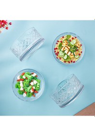 Resim Porsima 4 Lü Kristal Cam Çerezlik Sunumluk Tek Kişilik Salata Kasesi 400 Ml 