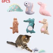 Resim 6 Adet Sevimli Hayvan Şekilli Peluş Kedi Oyuncakları, Dişleri Gıcırdatma ve Isırma, Etkileşimli Oyun Evcil Hayvan Malzemeleri 