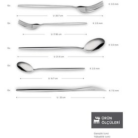 Resim Karaca New Porto Platin 12 Kişilik 60 Parça Çatal Kaşık Bıçak Takımı 