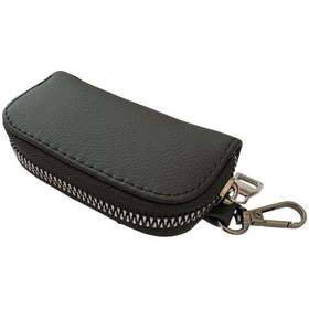 Resim Mini Çantalı Deri Cüzdan Oto Anahtarlık Siyah 