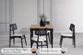 Resim VERA ÇİZİLMEZ AÇILIR MASA TAKIMI, CEVİZ SİYAH, 80X80 