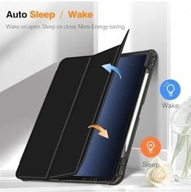 Resim M.TK moveteck İpad Pro 11inç M4 2024 ile Uyumlu Kılıf Akıllı Smart Uyku Modlu Pen Kalem Bölmeli Katlanabilir Standlı, Siyah, Tek Ebat, KalemBölmeliSmart-11pro2024-siyah 
