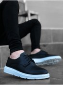 Resim ER0003 Bağcıklı Klasik Siyah Beyaz Yüksek Taban Casual Erkek Ayakkabı 