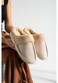 Resim Unisex Peluşlu Ev Terliği Bej 