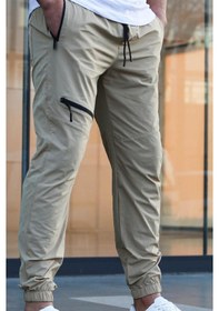 Resim Madmext Bej Fermuar Detaylı Paraşüt Jogger Pantolon Bej 