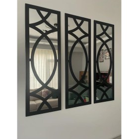 Resim Onca Hediyelik Dekoratif Geometrik Desenli Ayna Boyalı Hazır Pleksi Aynalı 3 Adet 26,5X80 cm 