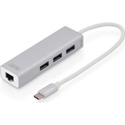 Resim Digitus DA-70255 3 Port USB 3.0 Type C Hub With Gigabit Ethernet 