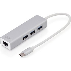 Resim Digitus DA-70255 3 Port USB 3.0 Type C Hub With Gigabit Ethernet 