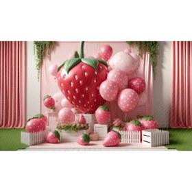 Resim Venspor Çilek Temalı Tatlı ve Renkli Arkaplan - 200x150cm Fon Duvar Örtüsü 