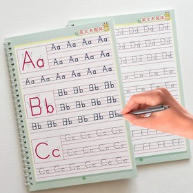 Resim Oluklu İngilizce Harf İzleme Kitabı - Yazı Araçlarıyla Yeniden Kullanılabilir Yazma Pratik Kitap 