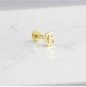 Resim Glorria Altın E Harfi Tragus Piercing Sarı 