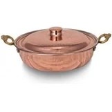 Resim Turna Bakır Beyoğlu Kapaklı Tava 3 No 22 Cm El Dövme Kırmızı Turna7578-1 
