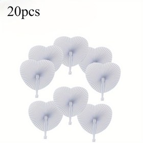 Resim 20 Zarif Kalp Şeklinde Origami Fanlar, Beyaz Kağıt Düğün Süsleri, Yuvarlak Katlanabilir El Fanları, Düğünler, Receptions, Törenler, Gelin Duşları, Anneler Günü, Babalar Günü, Parti Süsleri 